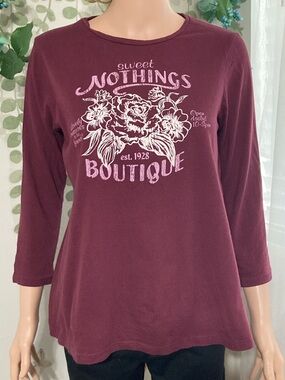 ❤️ (3/$15) Sz S Motherhood Maternity Burgundy Floral Graphic Long Sleeve Tee
